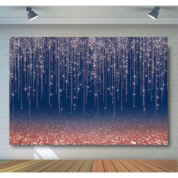 Navy Blue & Rose Gold Blush Background 7x5 feet Wedding Photography Backdrop - Picture 1 of 3